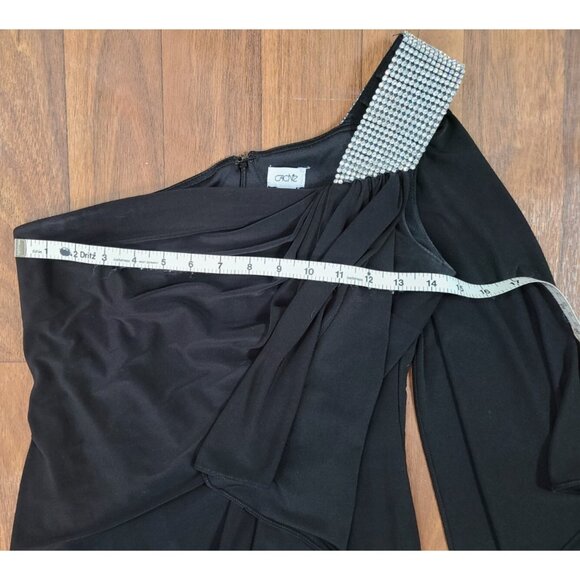 Cache Sexy Little Black One Shoulder Dress Rhinestones Cocktail Party Women's 2 - Picture 6 of 8